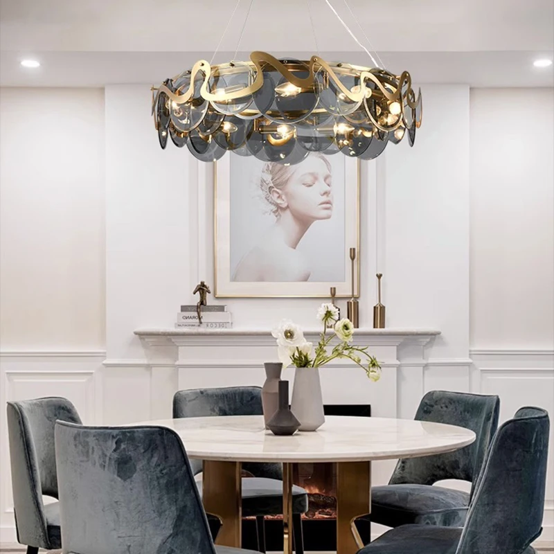 

Art Led Chandelier Pendant Lamp Light Modern home for living dining hanging Room Decor indoor lighting kitchen accessories rings