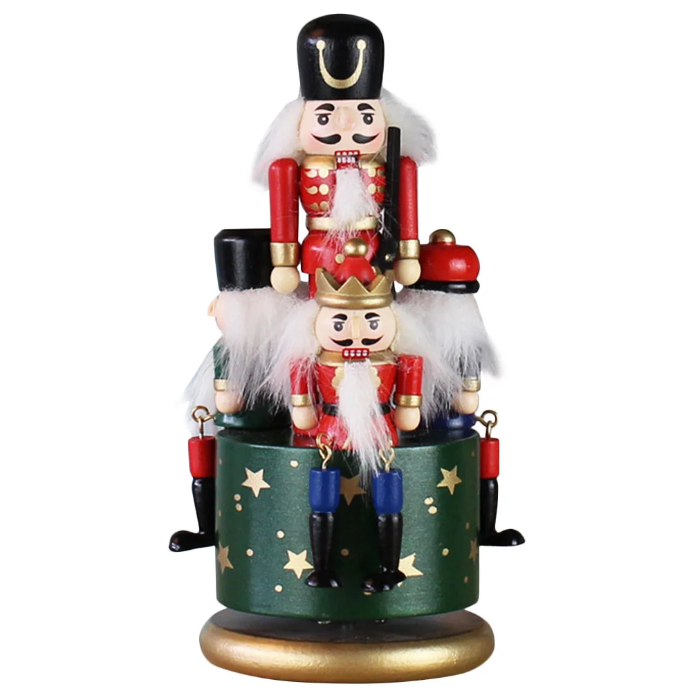 

Box Nutcrackerchristmasmusical Carousel Soldier Rotating Windfigurine Toy Wooden Ornament Designed Supplies Adorns Handpainted