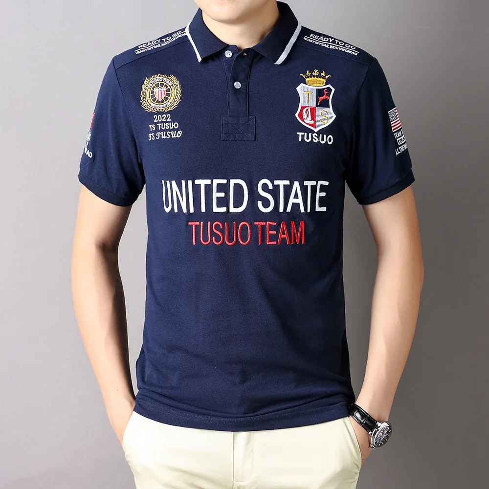

T-Shirts Polo Shirts 2023 Cotton New Brand High Quality Casual Embroidered Large Loose Polo Shirt Tops & Tees Men's Clothing
