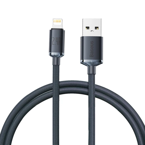USB-кабель Baseus для iPhone 14/13/12/11 Pro/Xs Max/X/Xr/8/7 Plus, зарядное устройство 2,4a для быстрой зарядки, провод, шнур для iPad Pro, кабель для передачи данных, 2 м