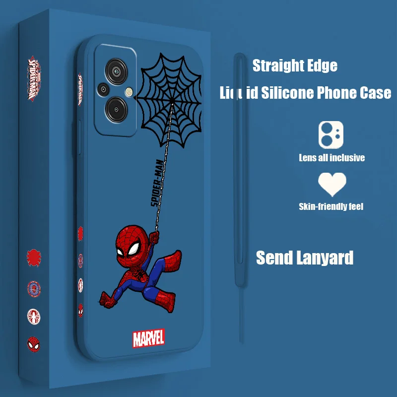 

Marvel Anime Spiderman For Xiaomi Redmi A2 A1 12C 11A 10C 10X 9AT 9A 9C 8A 7A 6A Plus Pro Liquid Left Rope Phone Case