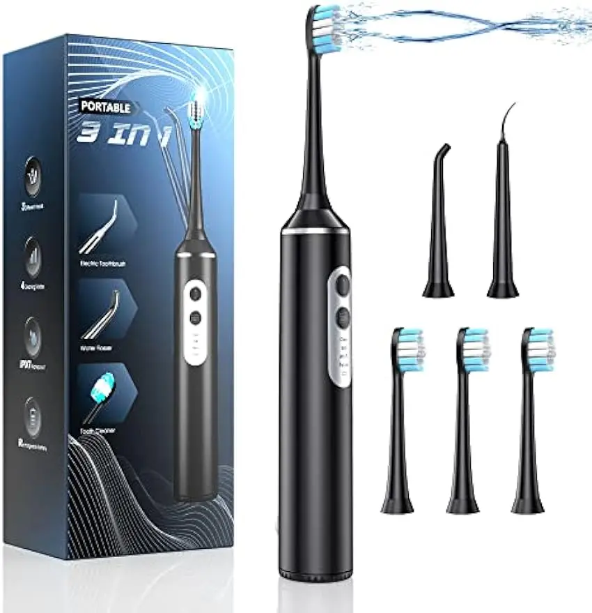 

Comes with electric toothbrush, 3-in-1 tooth cleaning kit in 4 modes, and portable water floss for travel and home