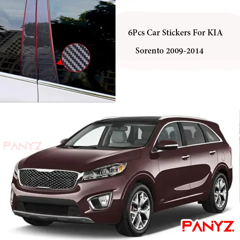 

6 шт./набор, автомобильные черные зеркальные наклейки на полосы для KIA Sorento 2009-2014