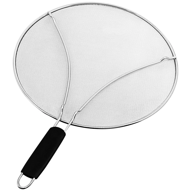 

29CM Stainless Steel Splatter Screen Mesh Pot Lid Cover Silver Oil Frying Pan Lid Cooking Tools Kitchen Accessories