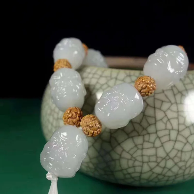 Натуральный Синьцзян Хэтянь Нефрит Материал Цинхай дымчато-серый ручной резной