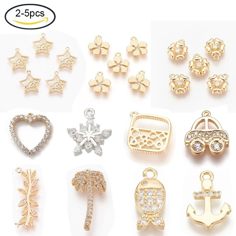 

2PCS Brass Micro Pave Cubic Zirconia Charms Snowflake Nickel Free Real Platinum Plated 12x10x2mm Hole: 1mm