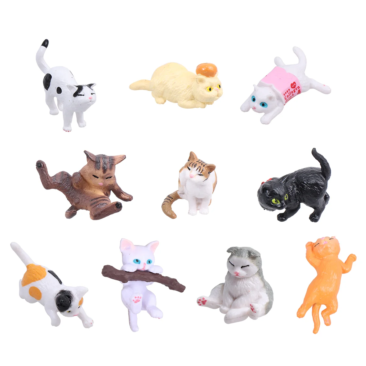 

10 PCS Miniature Animal Figurines Creative Cat Decoration Little Toy Kids Child