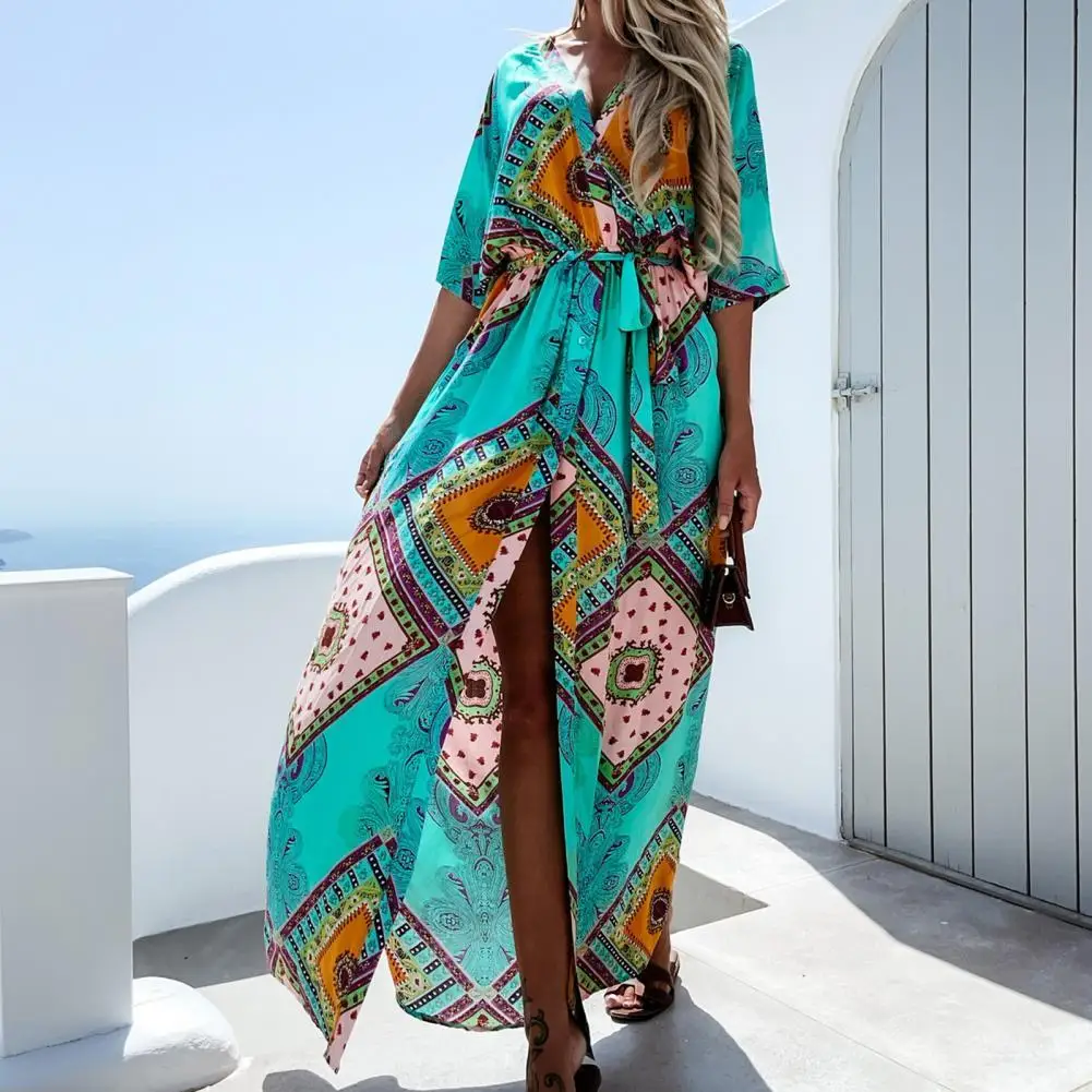 

Sweet Wear-resistant Tight Waist Bohemia Maxi Dress Female Clothing