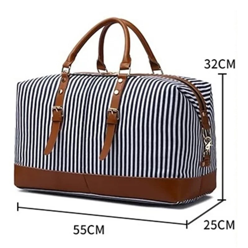 New Men's Travel Bag Blue Striped Canvas Duffel Bag High Quality Luggage Large Capacity Business Handbag Shoulder Bag For Male