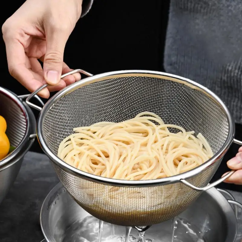 

Stainless Steel Colanders Food Strainers Kitchen Colanders Bowl for Pasta Spaghetti Berries Veggies Fruits Noodles Washing Rice