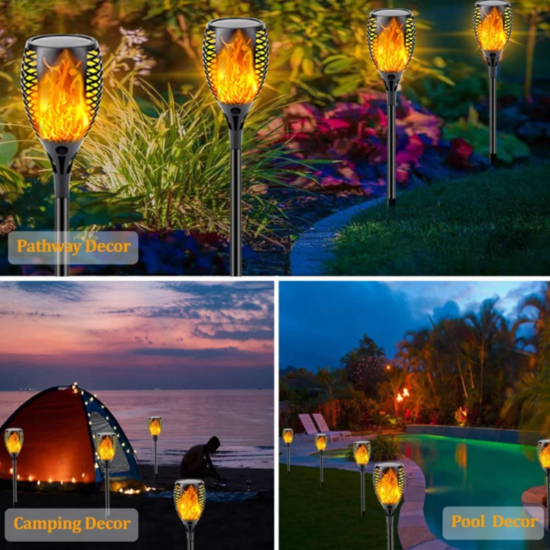 

LED Outdoor Solar Flame Lights Waterproof Flickering Torch Garden Lawn Decor Lamp For Landscape Patio Driveway Pathway