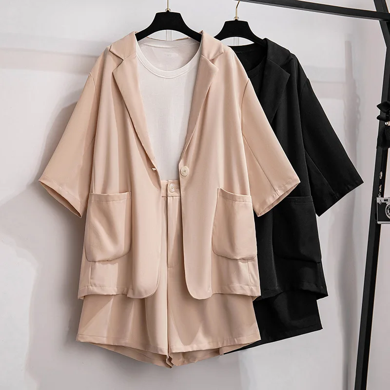 Oversized Show Thin Short Sleeve Shorts Two-piece Set