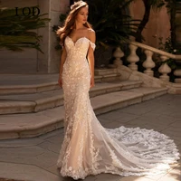 i od sexy mermaid lace wedding dresses sweetheart off the shoulder bride grown with court train backless robe de mariee 2022