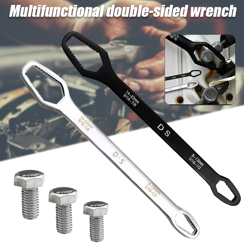 

Universal Double Sided Wrench Chromium Vanadium Self-Tightening Universal Wrench Wrench for Car Bicycle Repairing Home
