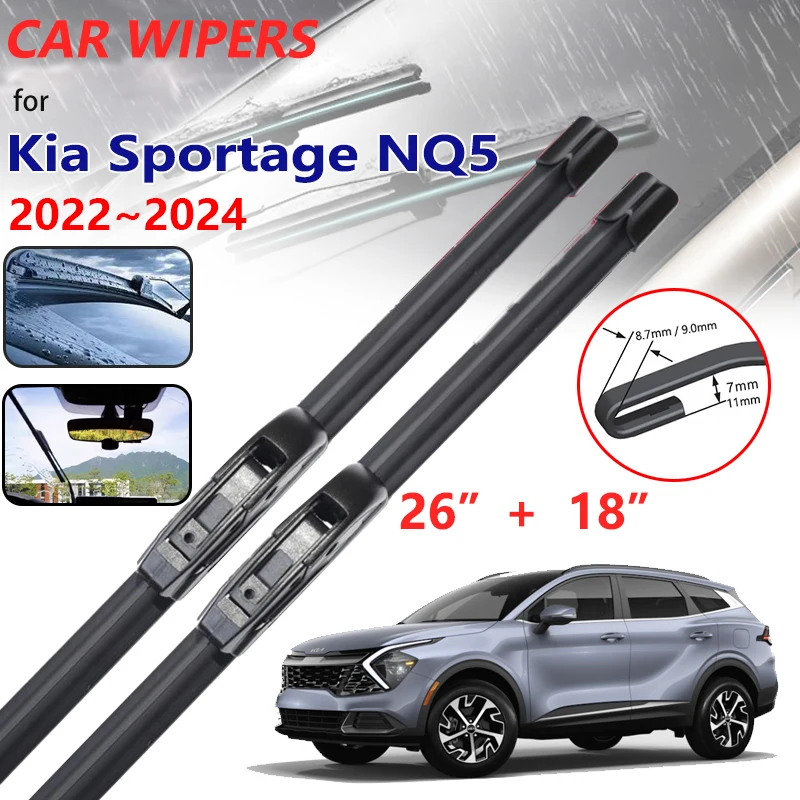 

for Kia Sportage NQ5 5 2022 2023 2024 2x Car Wipers Blade Cutter Boneless Frameless Windscreen Windshield Rubber Car Accessories