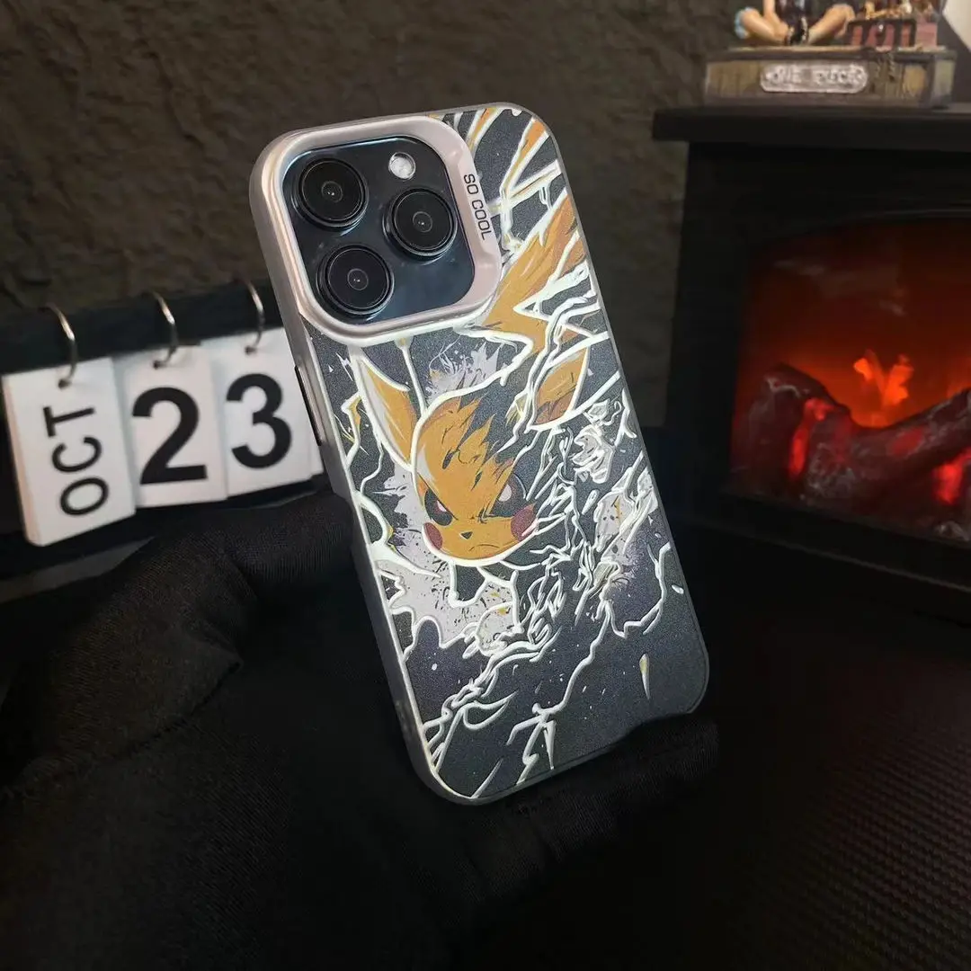 Cartoon Dark Lightning Case for P-PikachuS Samsung A73 A72 A55 A54 A53 A35 A34 A33 A32 A30 A24 A23 A22 A14 A05 4G 5G Matte Cover