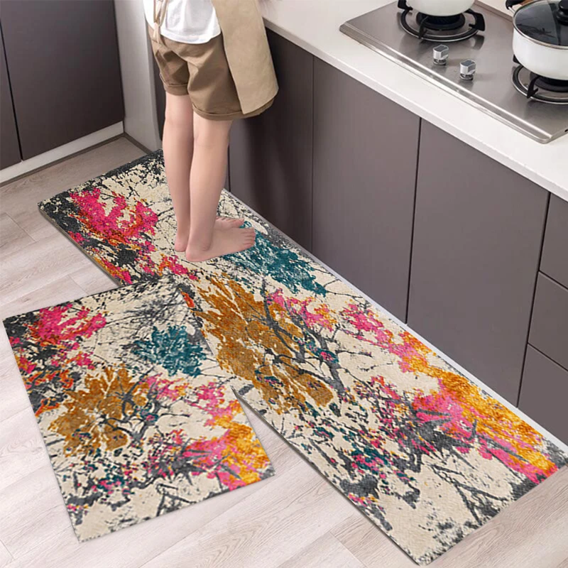 

Colorful Art Flowers Carpet Rugs Floor Non-Slip Tapices Kitchen Door Foot Mat Living Room Decoration Home Decor M73