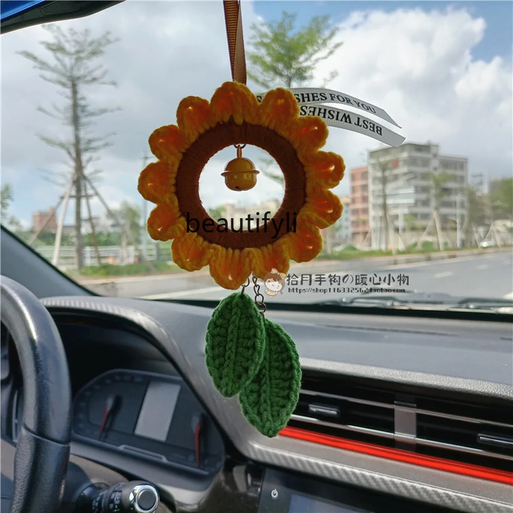 

ZqHand-плетеные Подсолнухи, подвесное украшение для автомобиля, Подсолнухи, свежие цветы, креативные подвески, готовый продукт