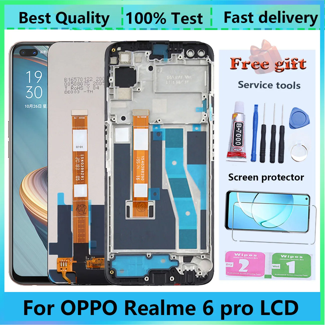 Оригинальный ЖК-дисплей для OPPO Realme6pro RMX2061 RMX2063 с рамкой дисплей сенсорный экран замена дигитайзер в сборе запасные части