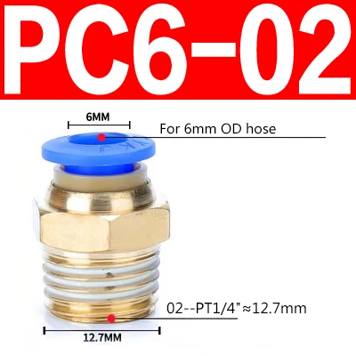 

Воздушный пневматический фитинг ПК Пластиковый шланг Быстроразъемные фитинги 4 мм 6 мм 8 мм Резьба соединителя шланга 1/8 1/4 3/8 1/2 Трубные соединители