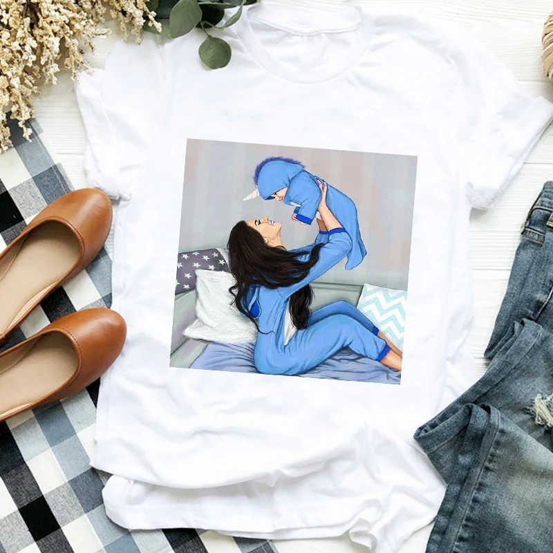 

Женская рубашка с мультяшным принтом в стиле 90-х, для детей, малышей, мамы, милая, мама, Дамская Футболка с графическим принтом, топ, футболка, ...