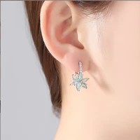 grier 2022 classic crystal flower earrings naturalzircon stud earring for women fashion wedding birthday jewelry party gift