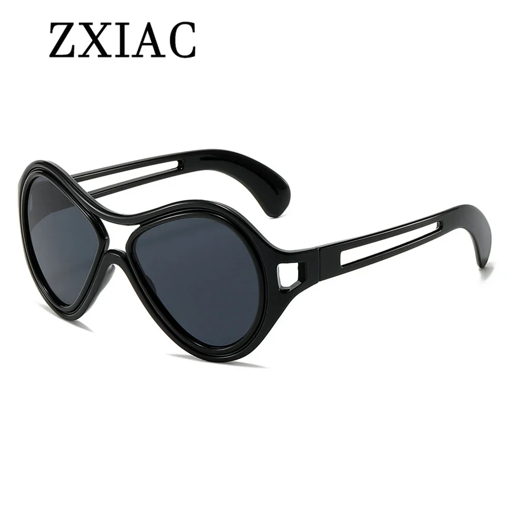 ZXIAC Retro Trendy Cat Eye Sunglasses Women Funny Party Lens Prom Sun Glasses Men Hollow Temples Large Frame Shades UV400