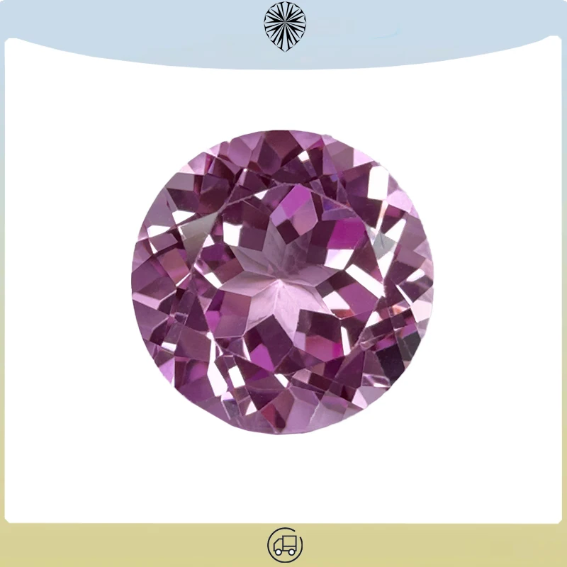 Выполненный в лаборатории сапфир розовый синий цвет круглой огранки высшего