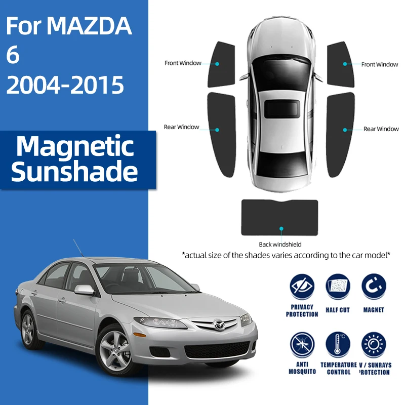 

For Mazda 6 GH 2009 2010 2011 2012 2013 2014 2015 Car Sunshade Magnetic Windshield Mesh Curtain Rear Side Window Sun Shade Visor