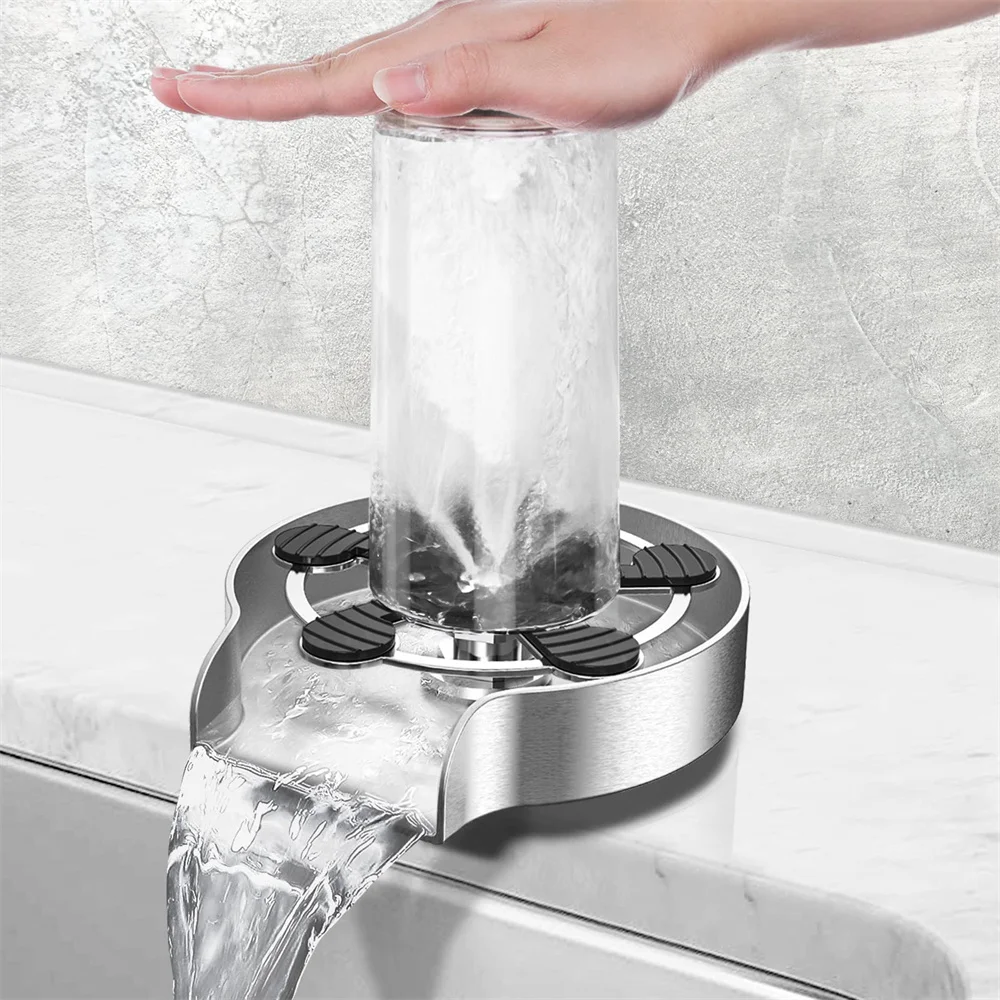 

360° Automatic Cup Washer Jet Nozzle Glass Rinser Cleaning Accessories For Kitchen Sink Bar Faucet Washing Pressure Spray