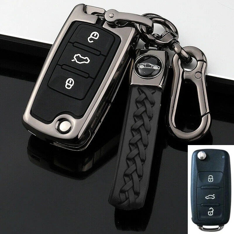 

Металлический автомобильный флип-брелок из цинкового сплава, чехол для VW Volkswagen Golf Bora Jetta Scirocco Tiguan Polo Skoda Octavia Superb