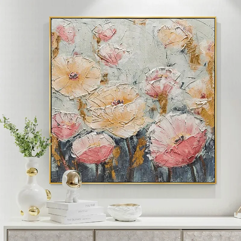 

Hand-painted Oil Painting Abstract Floral Decorative Painting Living Room Corridor Aisle Hanging Painting Canvas Frameless