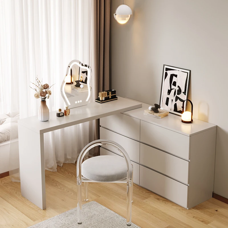 

Modern Minimal Dresser Cabinet Drawers Aesthetic Wood Bedroom Makeup Table Storage White Women Mesa De Maquillaje Funiture