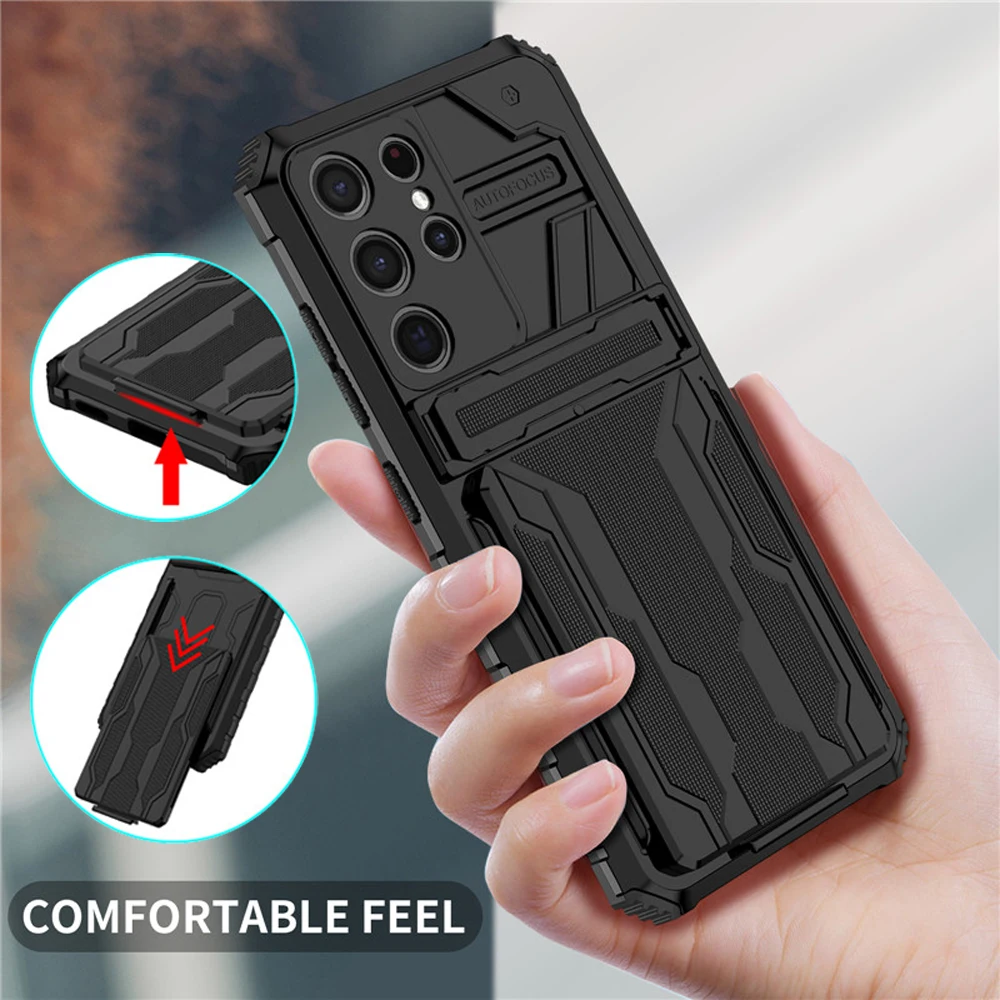 

Leather Card Slot Case for Samsung Galaxy S22 Ultra 5G Shockproof Case Armor Camera Protect Back Cover for Galaxy S22 Plus Funda