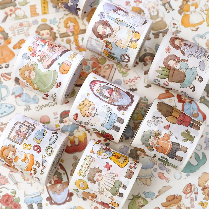 

2022 New Cartoon Girl Decorative Adhesive Tape Masking Washi Tape DIY Scrapbooking Sticker Label Stationery