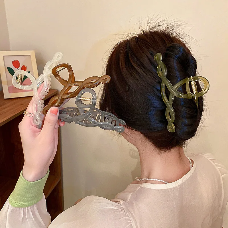 

Wave Jelly Geometric Acrylic Grab Clip Korean Version Hairpin Girl Back Head Hair Shark Clip Simple Hair Accessories Women New