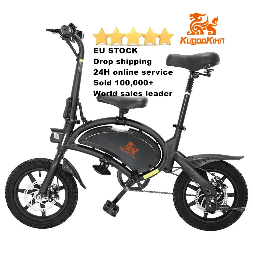 

EU STOCK Duty Free Kugoo Kirin B2/V1 14 Inch Fat tire Folding Electric Moped Bike 48V 400W 45KM/H bicycle electric bike europe