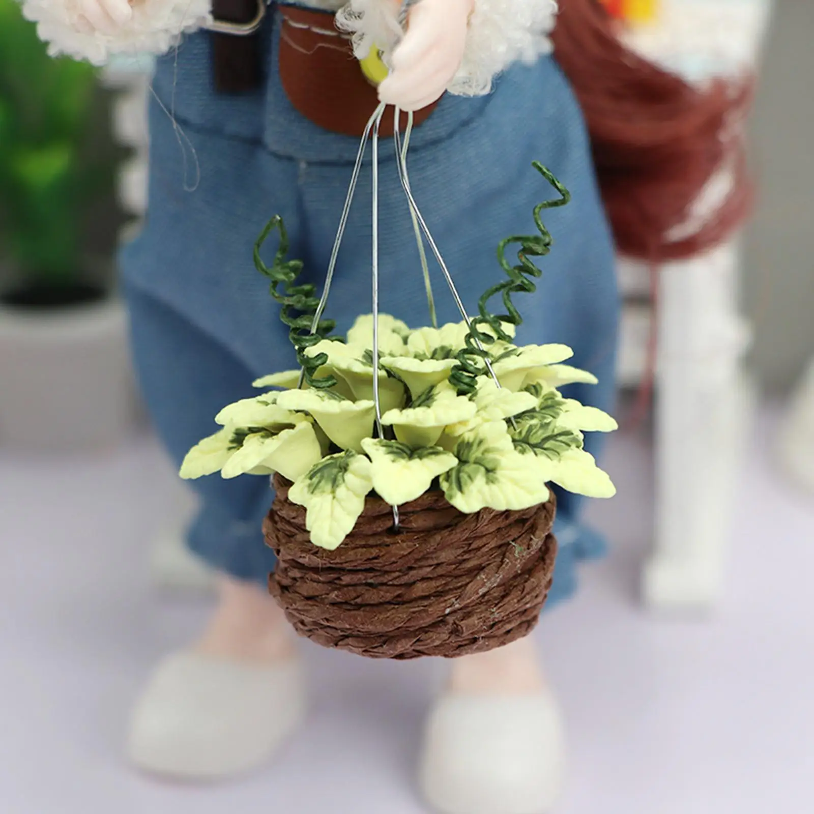 

Hanging Basket Flowers Artificial Decor Flower Arrangement for 1:12 Dollhouse