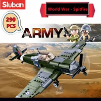 sluban building block toys ww2 army supermarine spitfire 290pcs bricks b0712 military construction compatbile with leading brand
