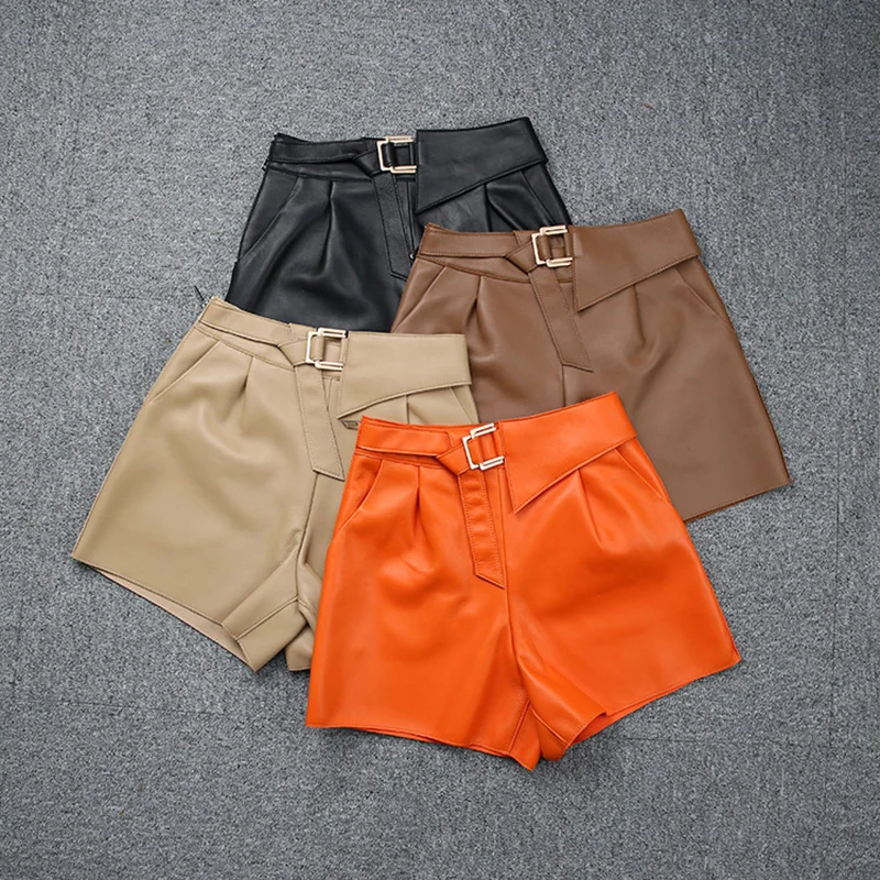 Женская короткая юбка из натуральной кожи с металлической пряжкой и поясом y2k