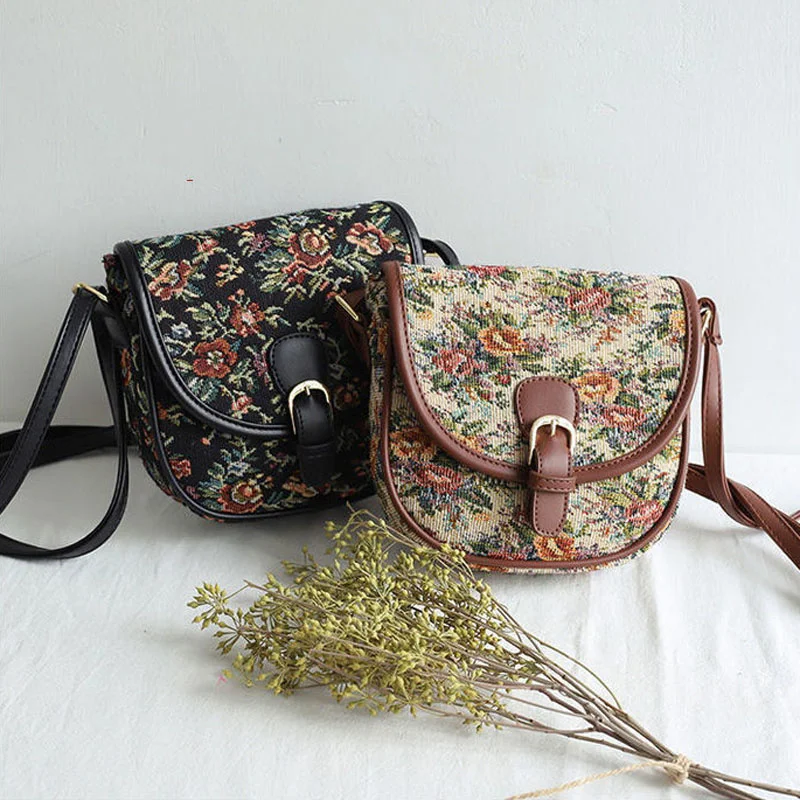 

Сумка на плечо в литературном стиле, саквояж в стиле ретро, хлопково-Льняная холщовая сумочка-тоут с цветами, маленькие женские сумки через плечо