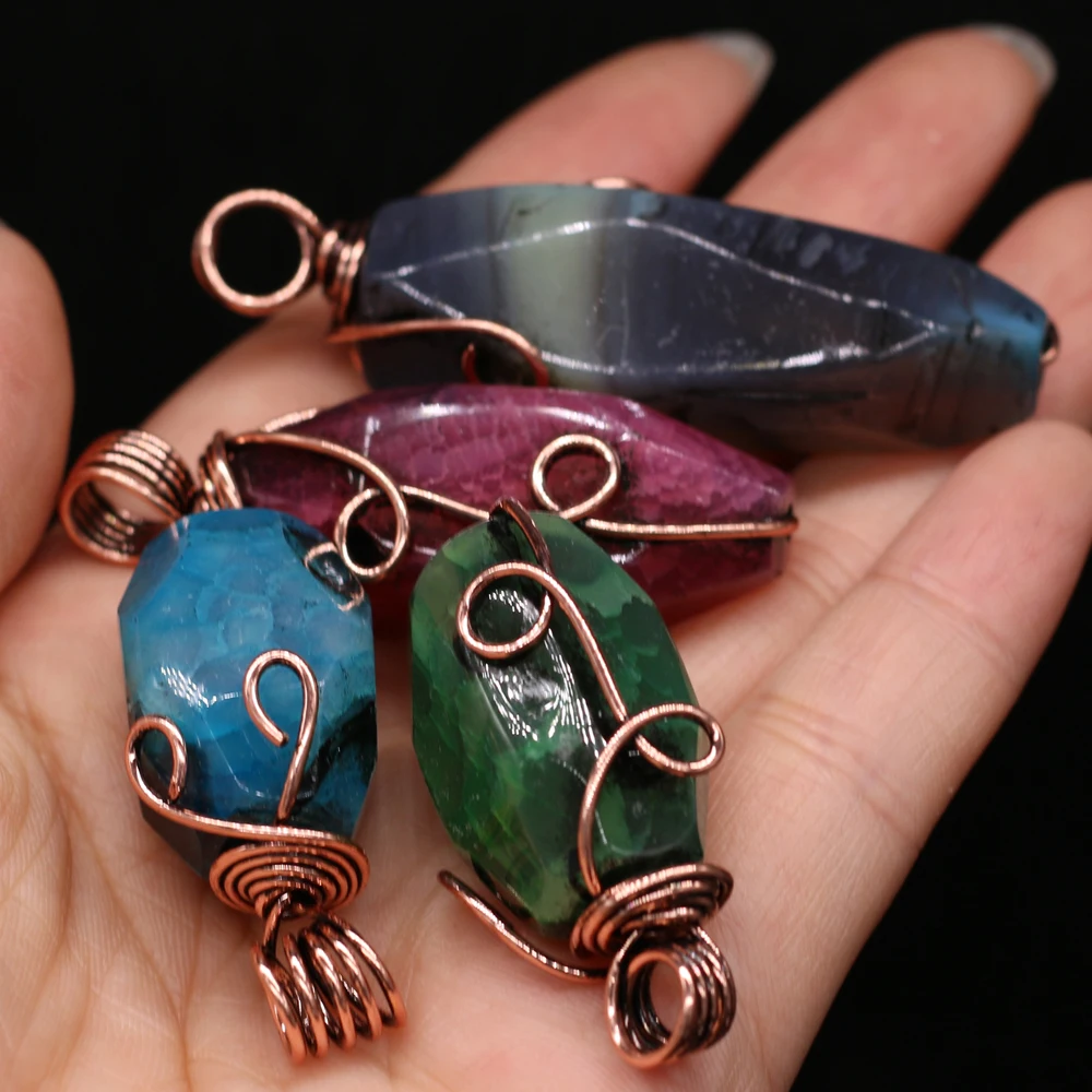 

Natural Stone Dragon Pattern Agate Irregular Winding For Jewelry Making DIY Necklace Earring Accessories Healing Gems Charm Gift