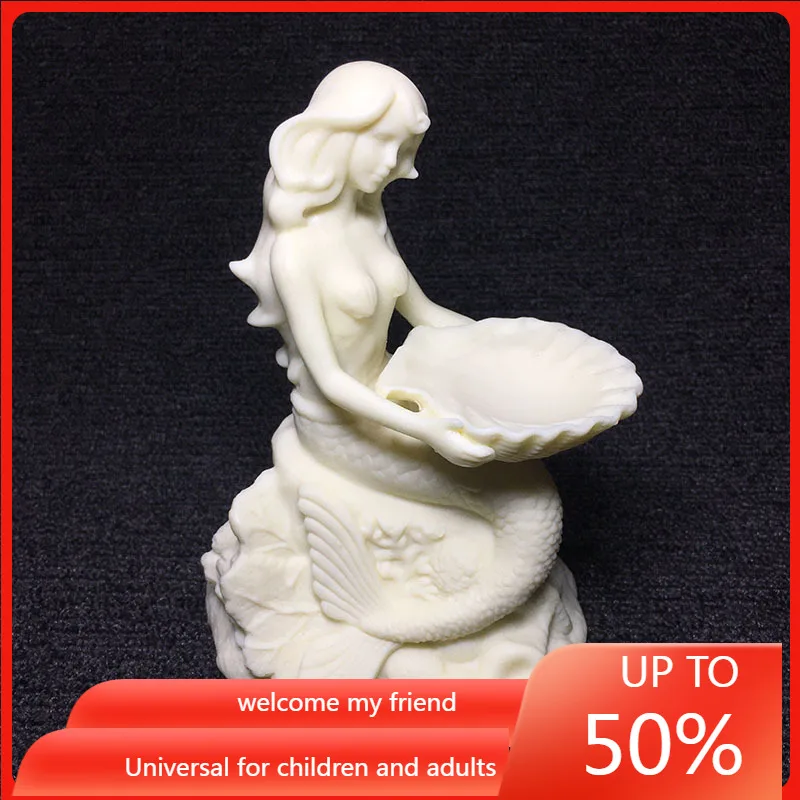 

Ivory Nut Carved Mermaid Lady 14.5*10.5 * 11cm Bodhi Seeds Home Desktop Decoration Gift Box home accessories