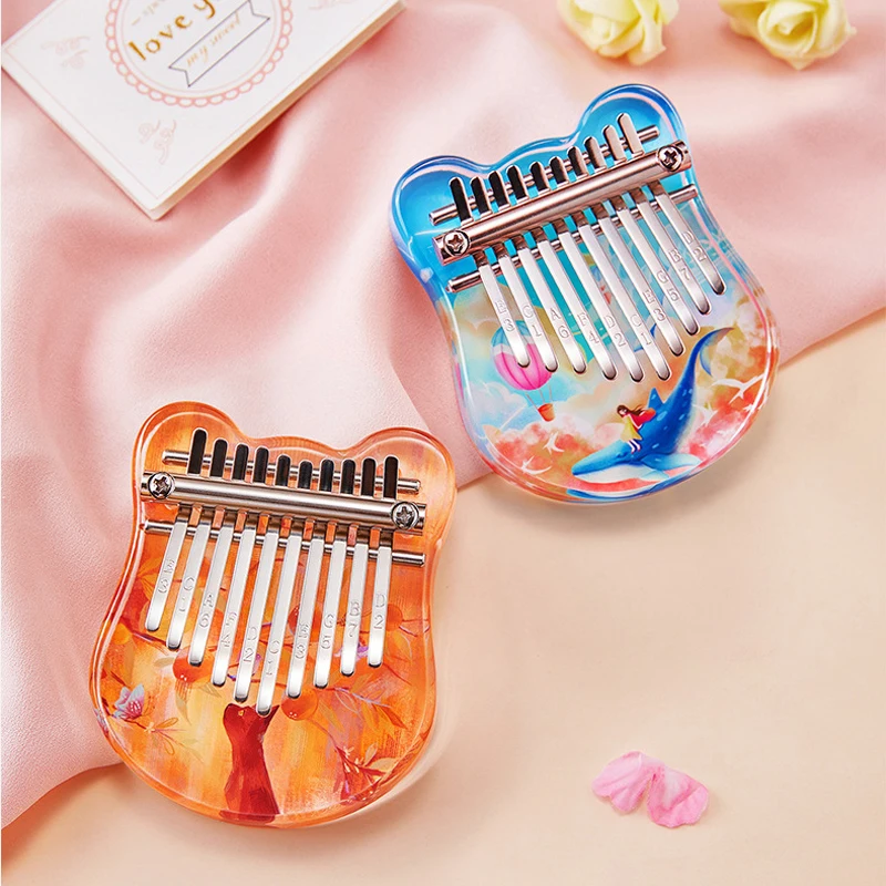 

Mini Kalimba 10 Key Crystals Thumb Piano High Quality Acrylic Finger Piano Keyboard Instrument Christmas Gifts