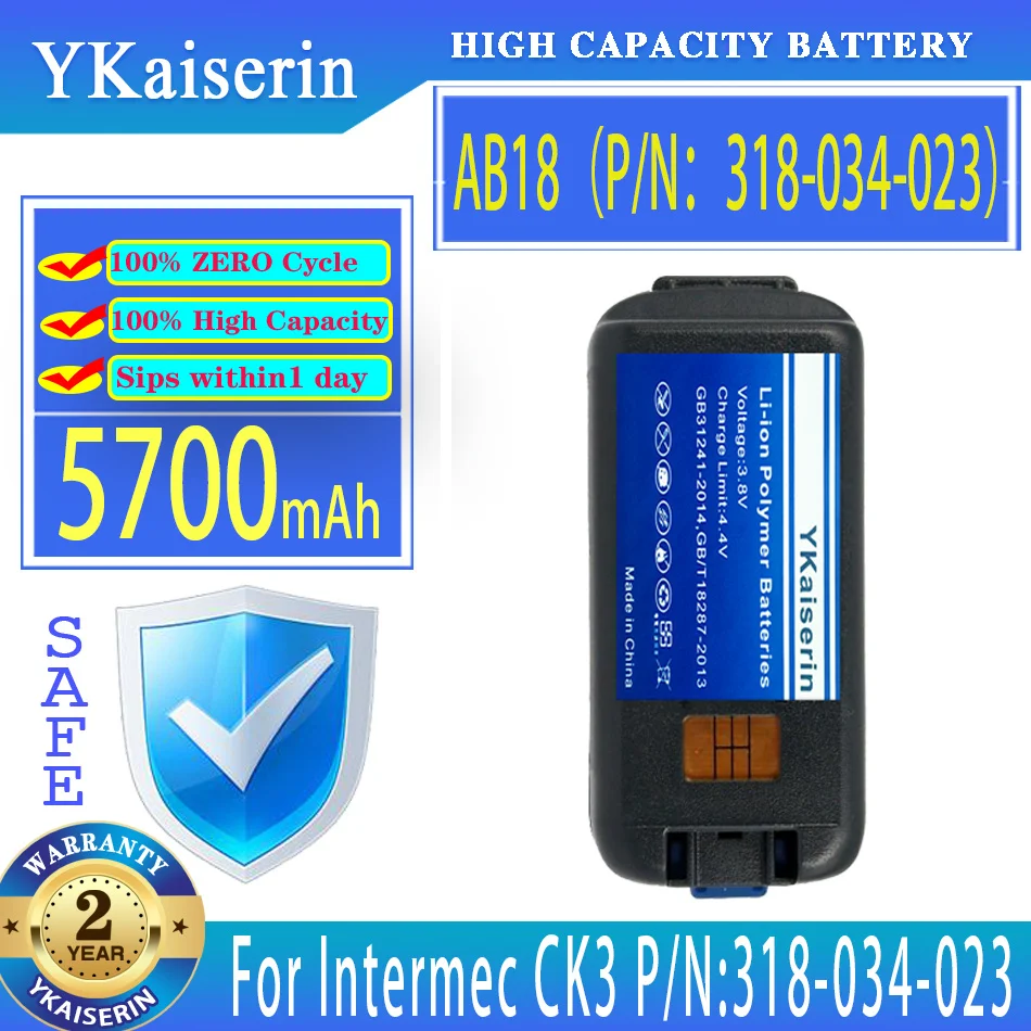 

YKaiserin 5700mAh Replacement Battery AB18 (P/N 318-034-023) For Intermec CK3 CK3X CK3A1 CK3C1 CK3R P/N 318-034 Digital Bateria