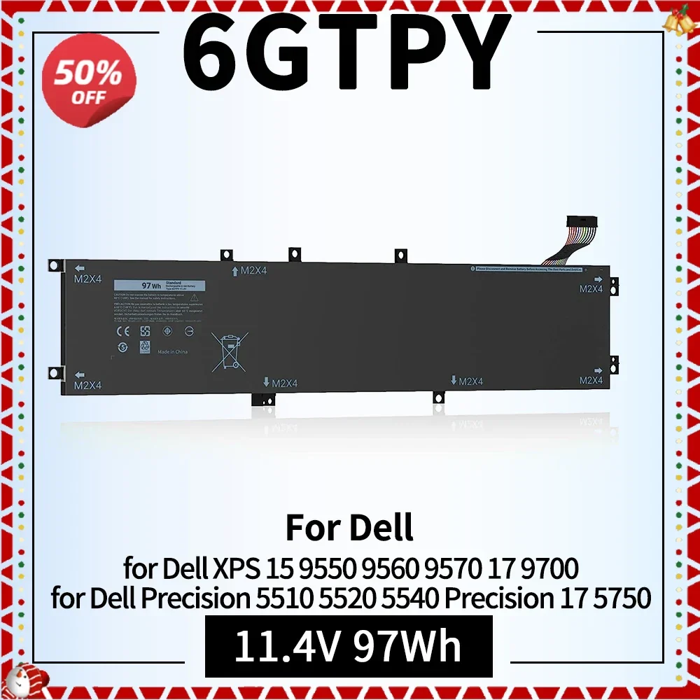 6GTPY 4gvgh Аккумулятор для ноутбука Dell XPS 15 9560 9570 Inspiron 7591 P56F001 5510 5520 M5520 M5510 Замена Vostro 7500