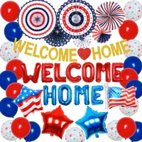 funmemoir american independence day theme welcome home party decorations supplies usa flag balloons 4th of july paper fans