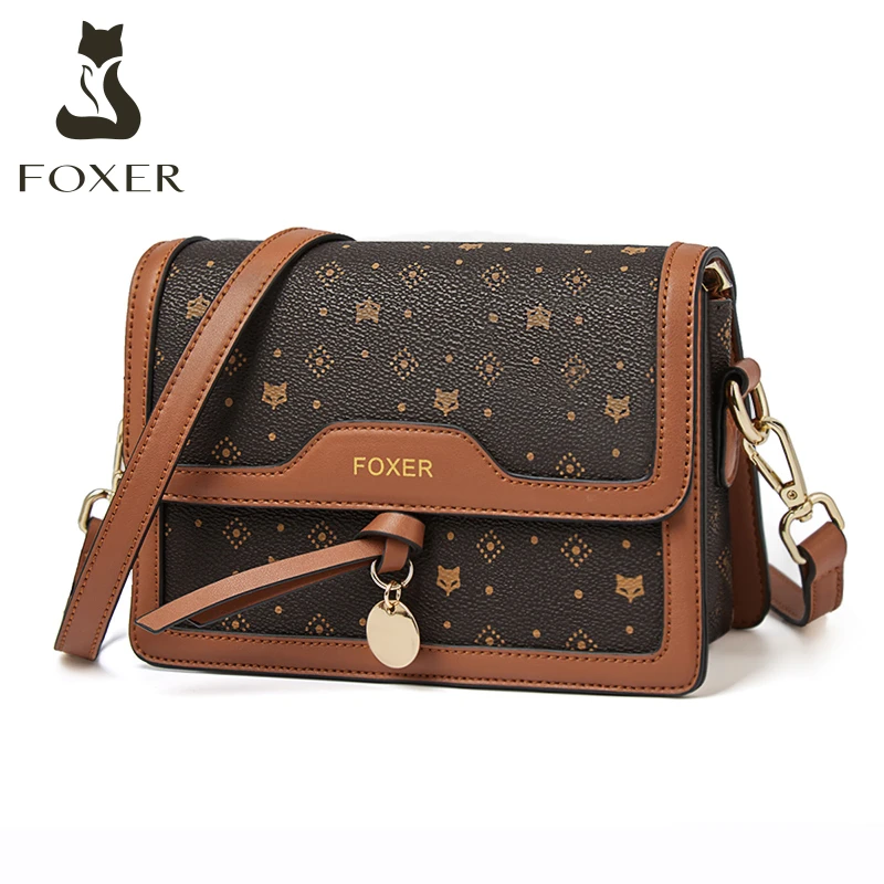 

FOXER New Simple Trend Girl PVC Leather Crossbody Shoulder Bag Casual Niche Light Luxury Brand Printing Purse Women Monogram Bag