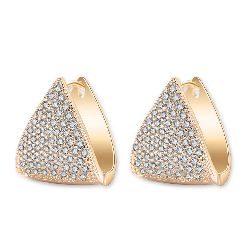 

Luxury Gold Color Fashion Zircon Originality Geometric Jewelry Earrings for Woman Charm Wedding Party Gift