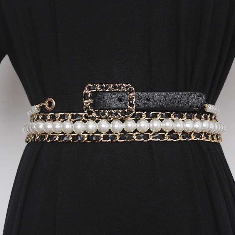 

Vintage Pearl Fashion Waist Chain for Women Belts Accessory